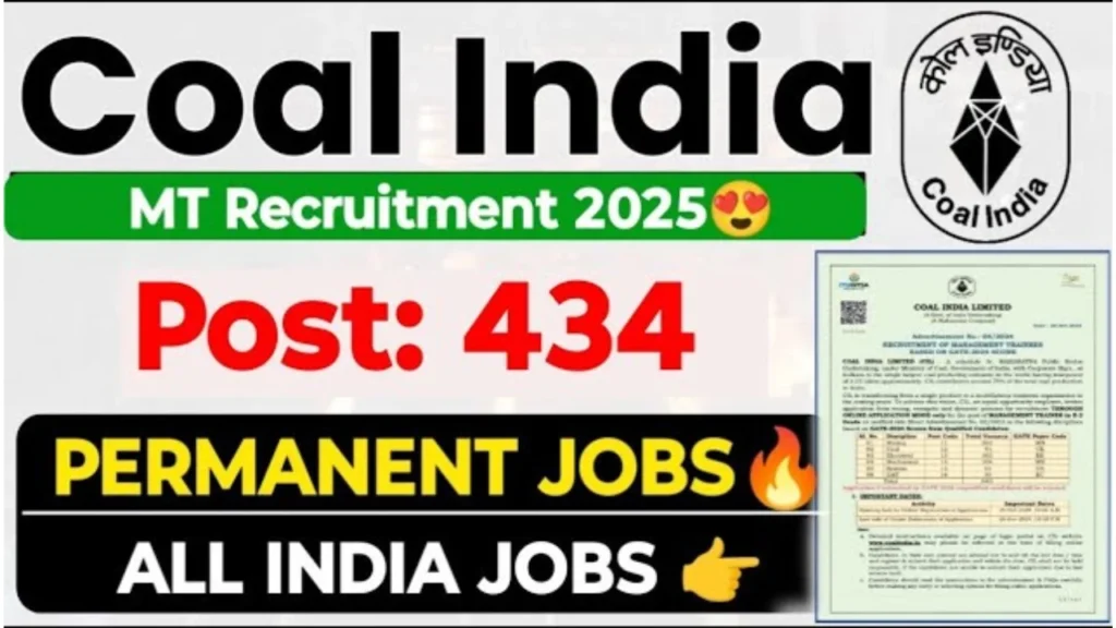 Coal India Limited MT Recruitment 2025